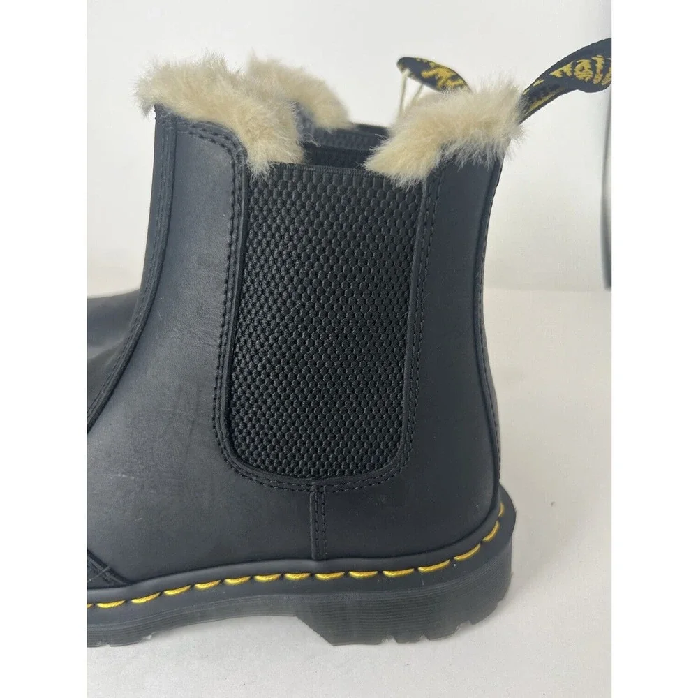 Dr. Martens Black Leather Chelsea Fur-Lined Combat Boot - Picture 6 of 12